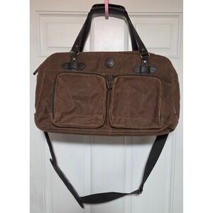 Heybo Outdoors Waxed Canvas Duffel Bag Brown Leather Trim Travel Weekender Carry